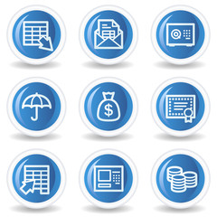 Canvas Print - Banking web icons, blue glossy circle buttons