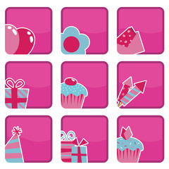 Canvas Print - pink party icons