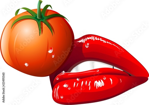 Labbra Sensuali Con Pomodoro Sensual Lips Eating Tomato Vector Buy This Stock Vector And Explore Similar Vectors At Adobe Stock Adobe Stock