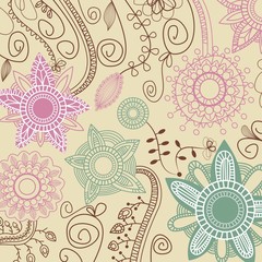 Wall Mural - Retro floral pattern