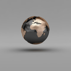 3D globe showing Europe and Africa over gray background