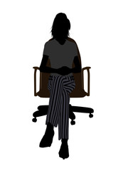 Female Executive Sitting On An Office Chair Silhouette