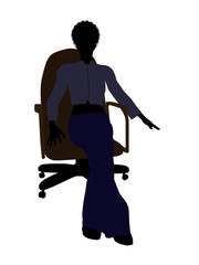 Female Executive Sitting On An Office Chair Illustration Silhouette