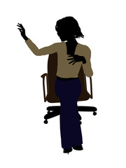 Female Executive Sitting On An Office Chair Illustration Silhouette