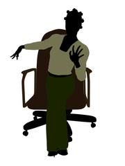 African American Executive Sitting On An Office Chair Silhouette