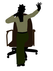 African American Executive Sitting On An Office Chair Silhouette