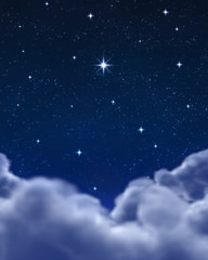 Wall Mural - bright star in night sky or space