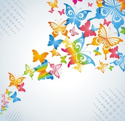 Canvas Print - Colorful background with butterfly.