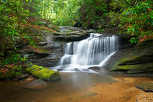 Waterfalls Peaceful Nature Landscape In Blue Ridge Mountains