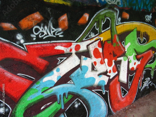 Foto-Plissee - wall with graffiti (von R. Roulet)
