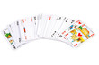 deck of cards over white background