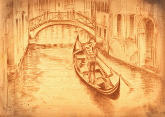 Wall Mural - Venice-gondola.My own artwork.