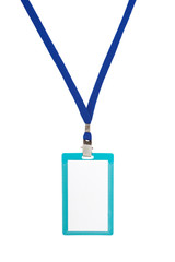 Blank badge with blue neckband