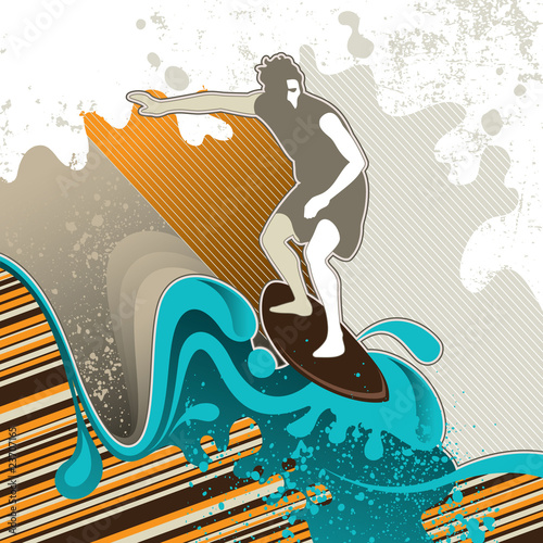 Naklejka dekoracyjna Designed surfing banner with abstract graphic elements.