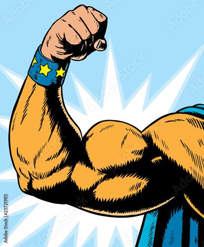Naklejka - mata magnetyczna na lodówkę superhero arm flexing.