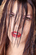 Fashion Model Gesicht mit nassen Haaren Nahaufnahme