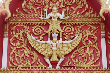 art on gable of Wat Nong Kham, Borabue, Mahasarakam