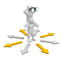 Poster - Looking for right direction. 3d rendered illustration.