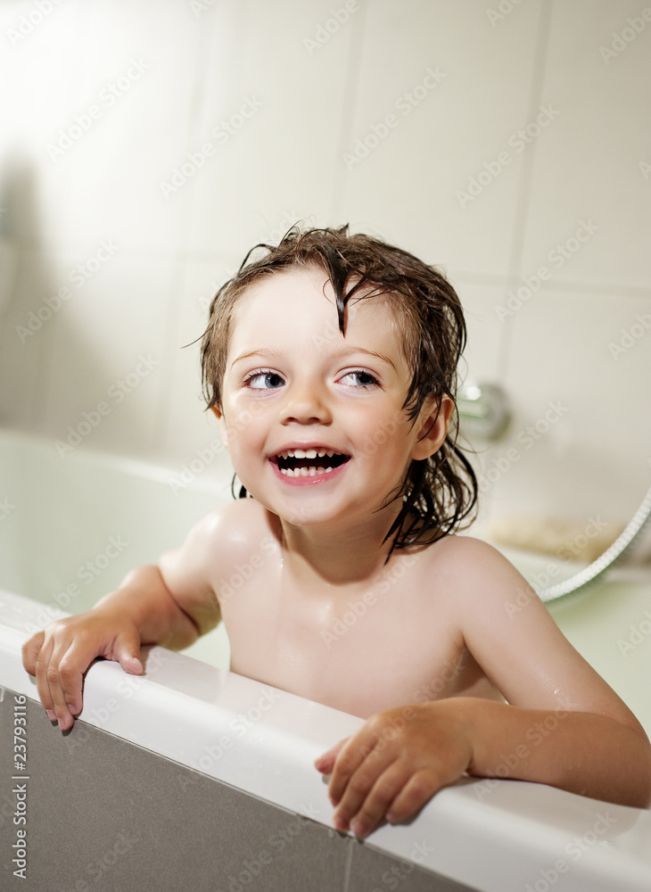Toddler girl bath time 