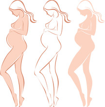 Three Variations Of Beautiful Pregnant Female Silhouette