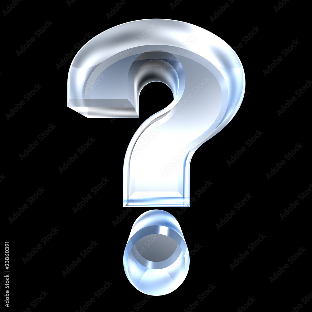 question mark, help symbol in transparent glass (3d) Stock Illustration ...