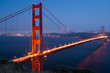 Golden Gate Bridge illuminated at dusk