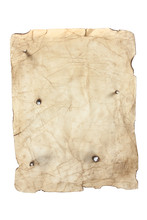 Old Style Yellow Paper With Bullet Holes