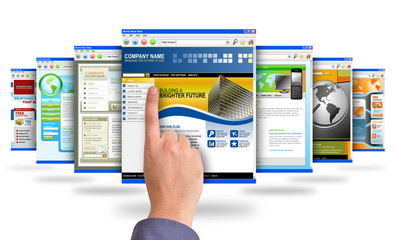 Wall Mural - finger pointing at internet websites