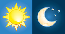 Set Of Sun And Moon, Day And Night