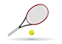 Tennis Racket And Ball Vector Illustration