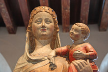Mary And Baby Jesus Ancient Statue At Museum