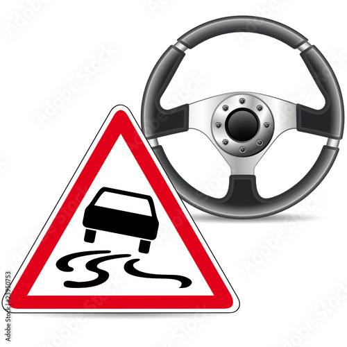 Warum Müssen Sie Hier Besonders Vorsichtig Fahren Vorsichtig fahren - Rutschgefahr! – Stock-Vektorgrafik | Adobe Stock