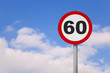 Round roadsign with number 60
