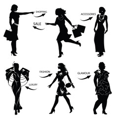 Fashion shopping woman silhouettes