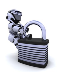 Canvas Print - robot with padlock