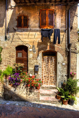 old wall face in tuscany