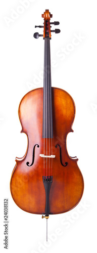 Fotomural Beautiful wooden cello isolated on white background