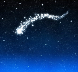 Wall Mural - shooting star burns bright in sky
