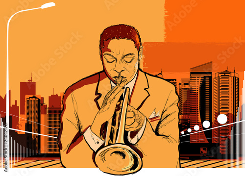 Obraz w ramie Trumpet player