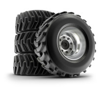 Tractor Heavy Wheels Set Isolated On White . My Own Design