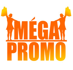 Wall Mural - mega promo bannière orange avec icone femme