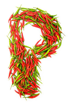 Alphabet with green and red peppers - letter