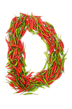 Alphabet with green and red peppers - letter