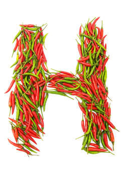 Alphabet with green and red peppers - letter