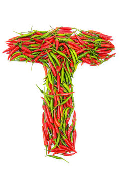 Alphabet with green and red peppers - letter