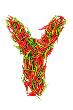 Alphabet with green and red peppers - letter