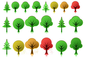 Wall Mural - tree icons