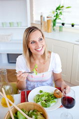 Sticker - Positive young woman eating a salad