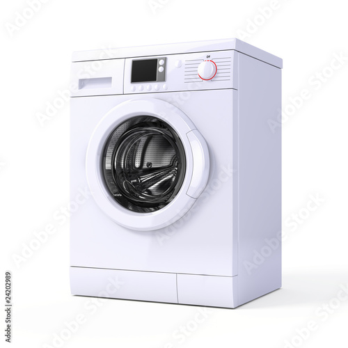 Fotografie, Obraz Washing machine isolated over white - 3d render