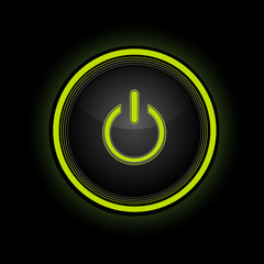 Fototapete - Black power button with glow effect, vector